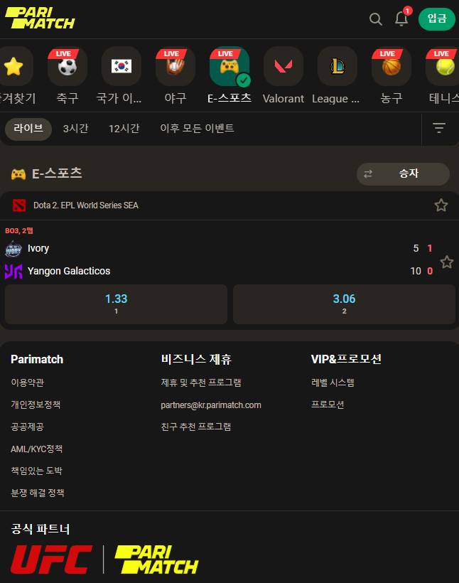 e스포츠 베팅 옵션
